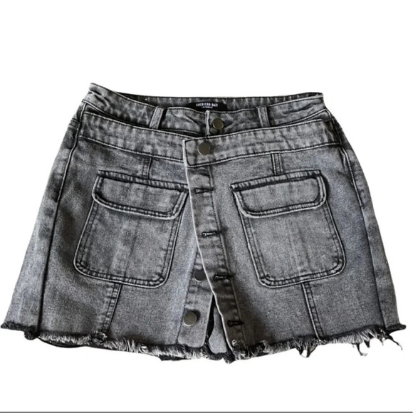 Pants - American Bazi Los Angeles Short Denim Shorts Skirt Like Look with Buttons